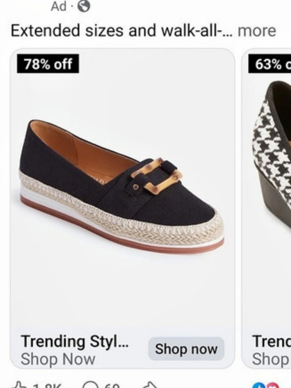 Comfortview The Karen Espadrille Black & White Espadrilles